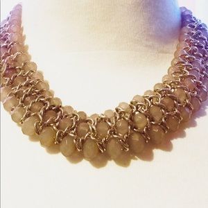 GoldTone Nude Faux-Stone Linked Collar Necklace